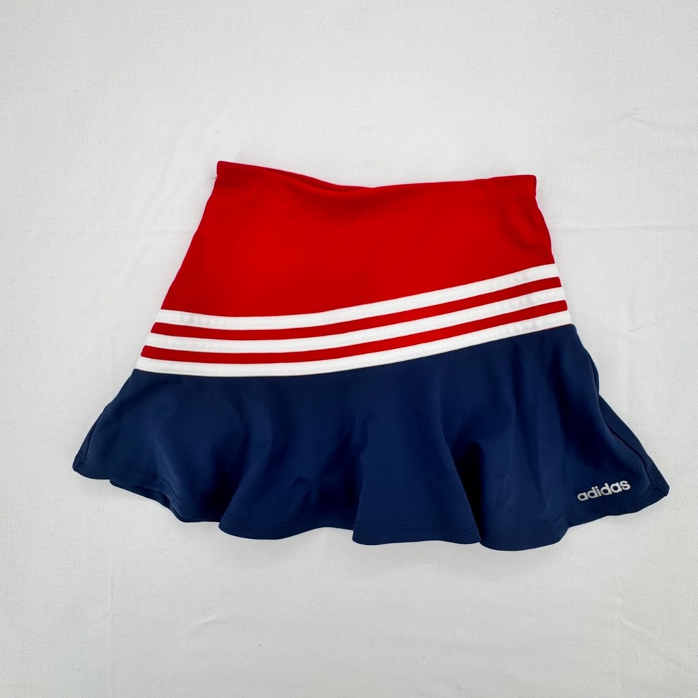 Adidas Girls Skirt Red & Navy Blue Triple Stripe Athletic Skirt Size 6X Skort